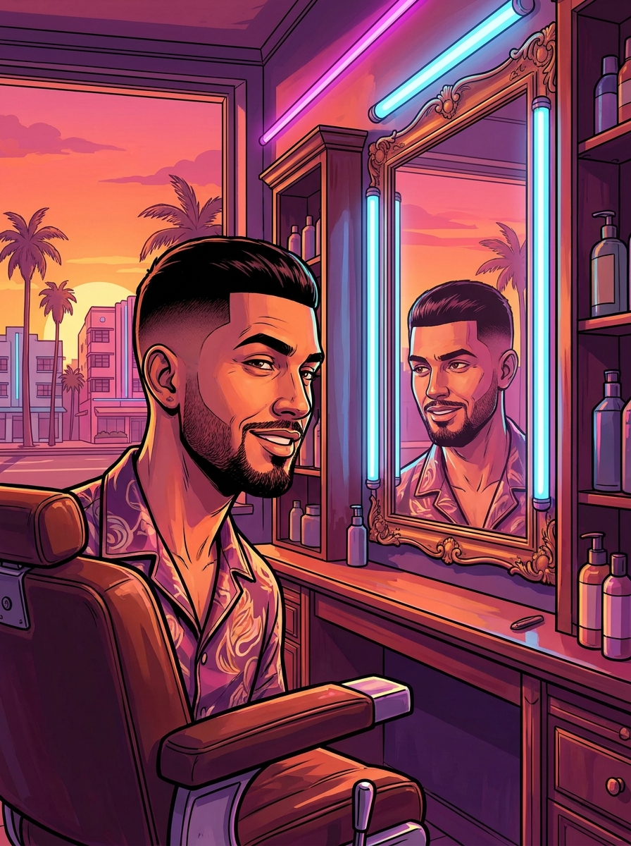 Fresh cut in the mirror